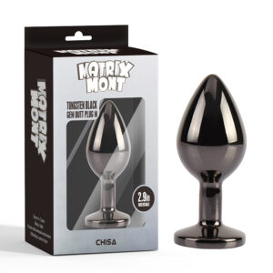 Tungsten Black Metallic Gem Butt Plug Medium 2.9 Inches