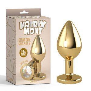 Clear Gem Metallic Butt Plug Medium