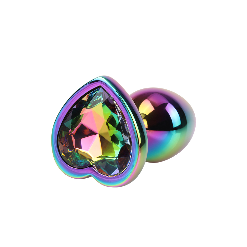 Rainbow Heart Gem Metallic Butt Plug - Image 3
