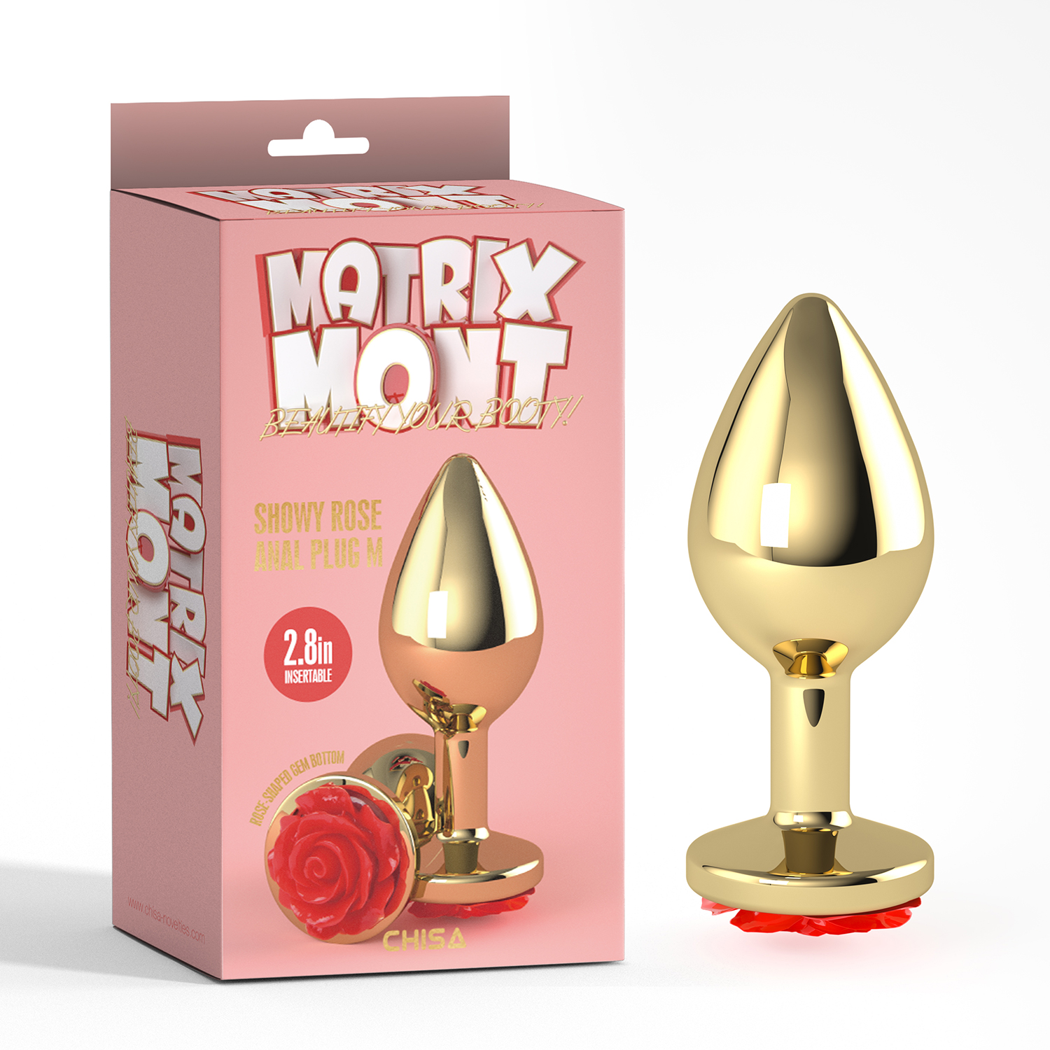 Showy Rose Metallic Butt Plug Medium