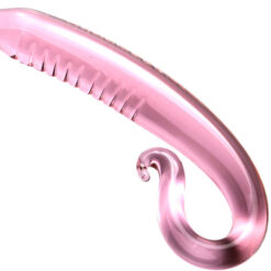 Crystal Pink Curved Glass G-Spot Dildo – Textured Borosilicate Pleasure Wand