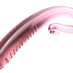 Alternative view of Crystal Pink Curved Glass G-Spot Dildo – Textured Borosilicate Pleasure Wand