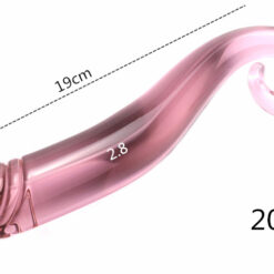 Alternative view of Crystal Pink Curved Glass G-Spot Dildo – Spiral Handle Borosilicate Pleasure Wand (19cm)