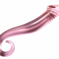 Crystal Pink Curved Glass G-Spot Dildo – Spiral Handle Borosilicate Pleasure Wand (19cm)