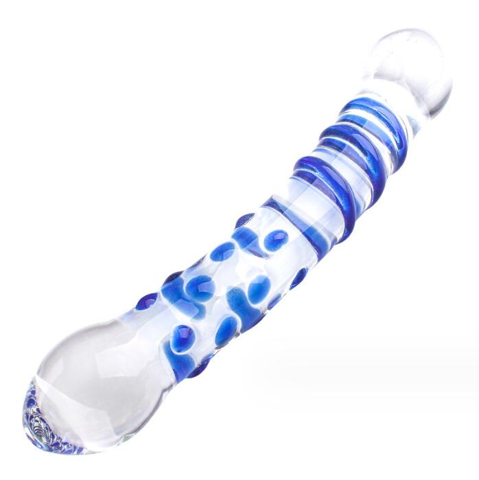 Double Ended Textured Glass Dildo – Assorted Colours - Image 2