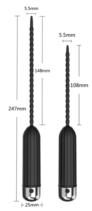Men’s Vibrating Urethral Sounding Rod Ribbed – 10 Vibration Modes