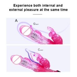 Pink Multifunctional Vibrating Massager with Hammer Thrusting Action, Spinning Beads & Telescopic Design - Image 3