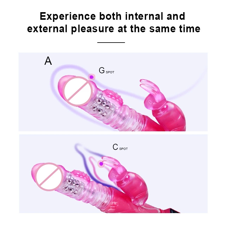 Pink Multifunctional Vibrating Massager with Hammer Thrusting Action, Spinning Beads & Telescopic Design - Image 3