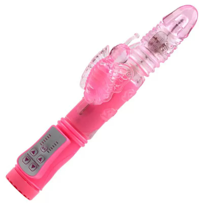 Pink Multifunctional Vibrating Massager with Hammer Thrusting Action, Spinning Beads & Telescopic Design - Image 2