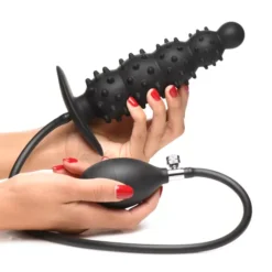 Alternative view of Inflatable Spiked Beaded Anal Plug with Hand Pump