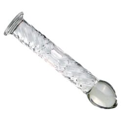 Twisted Spiral Glass Dildo with Bulbous Tip (Blue, Clear & Pink) - Image 4