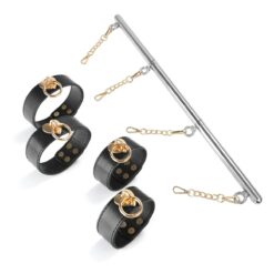 Alternative view of Heart-Accent Leatherette Restraint Cuffs & Metal Spreader Bar Set