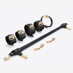 Alternative view of Luxury Leatherette Spreader Bar & Restraint Kit – Gold Hardware Edition