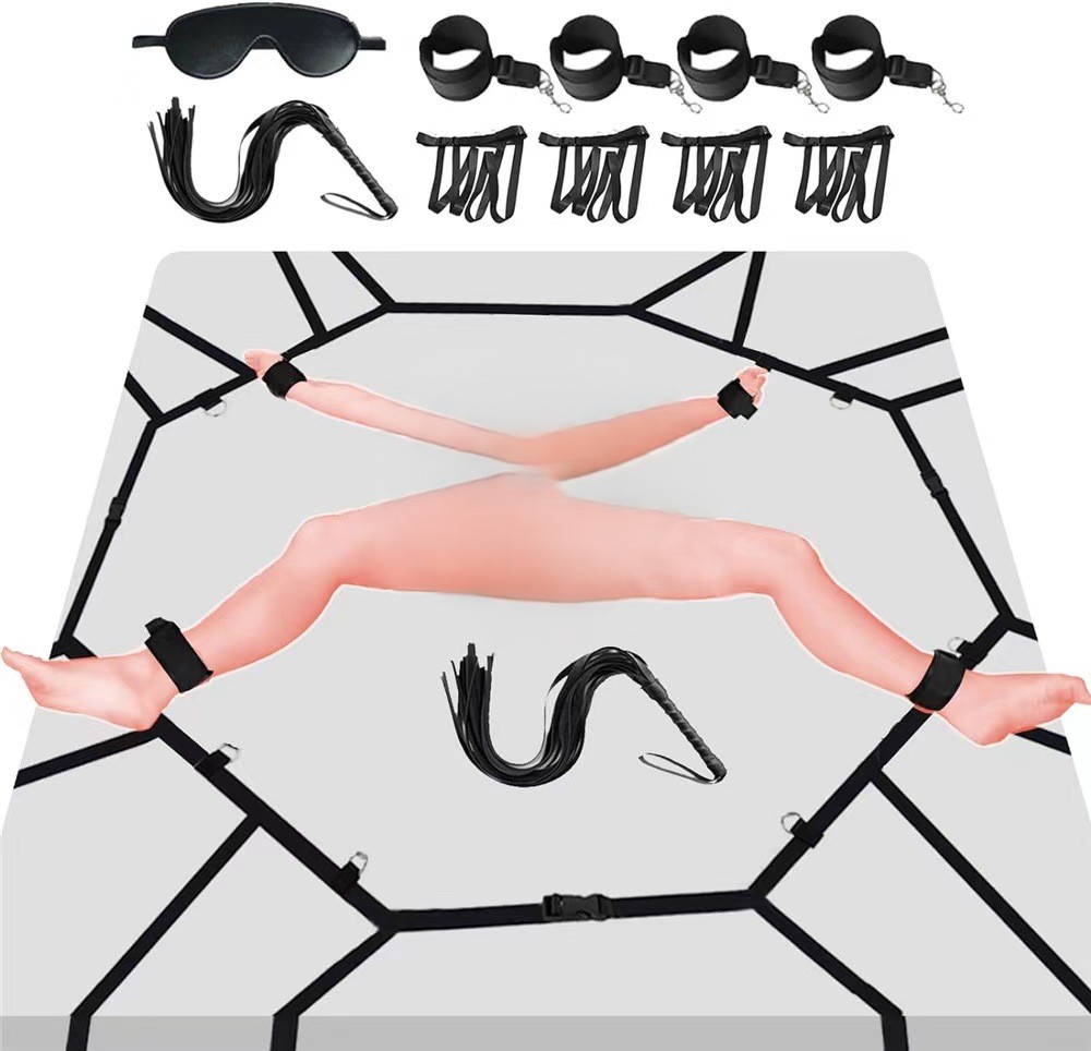 Deluxe Octagonal Webbing Under-Bed Restraint Kit with Whip & Blindfold
