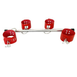 Lockable Red Leatherette Spreader Bar Restraint Set