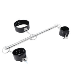 Lockable Black Leatherette Spreader Bar Restraint Set